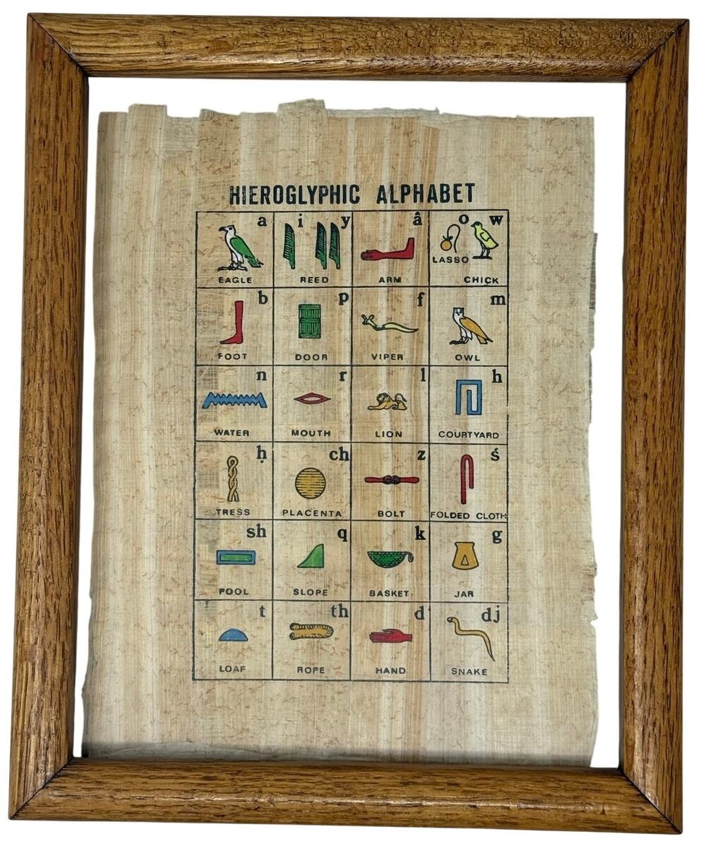 Dr Ragab Papyrus Institute Framed Hieroglyphic Alphabet Papyrus Art